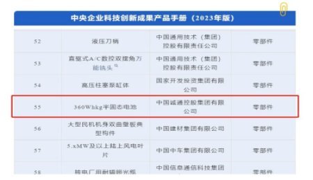 重磅！半固態(tài)電池入選中央企業(yè)科技創(chuàng)新成果產(chǎn)品手冊(cè)